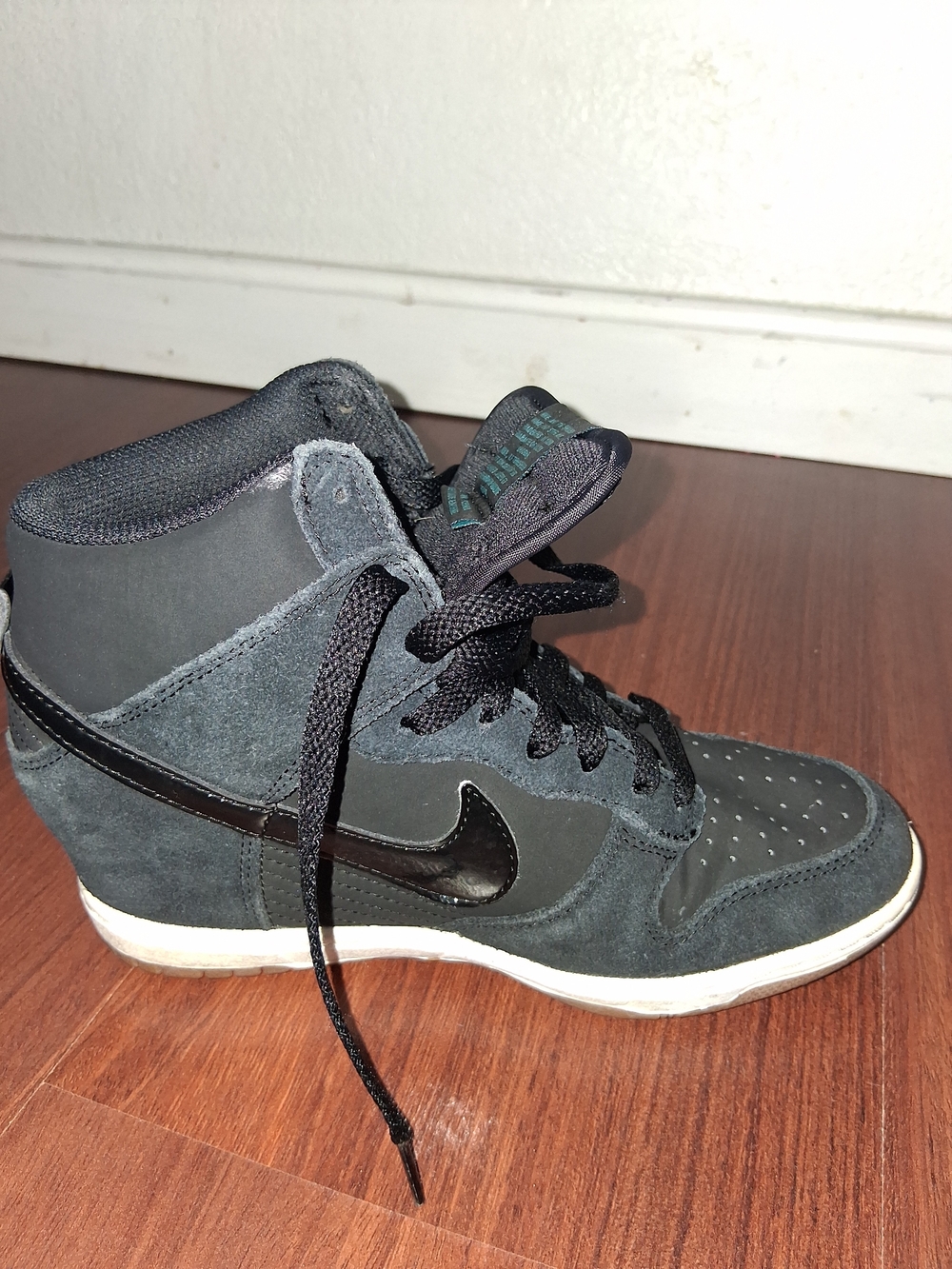 Nike Black and Teal High-Top Sneakers - Picture 4 of 6